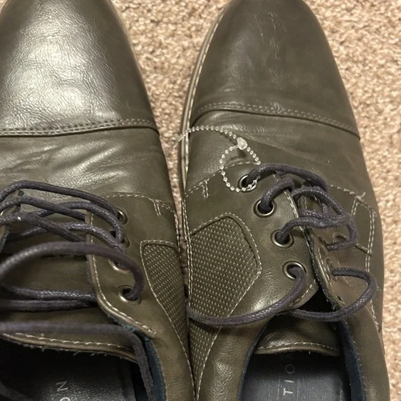 Restoration Hardware Olive Green Leather Lace-Up Oxfords - Picture 6 of 7